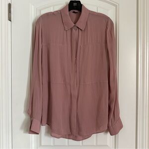 THEORY Durlia Silk Blend Button Down Shirt Top Mauve Sz Small
